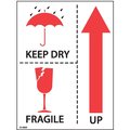 Decker Tape Products Label, DL4325, KEEP DRY FRAGILE UP, 3" X 4" DL4325